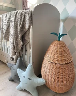 Cesto Em Forma De Pera Em Rattan Cor Natural Vagsoy