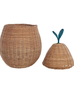 Cesto Em Forma De Pera Em Rattan Cor Natural Vagsoy