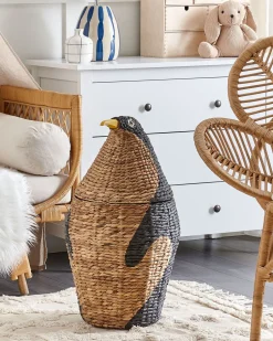 Cesto Em Forma De Pinguim Em Fibra De Jacinto De Agua Cor Natural Hadzabe
