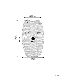 Cesto Em Forma De Urso Em Fibra De Jacinto De Agua Cor Natural Sambur