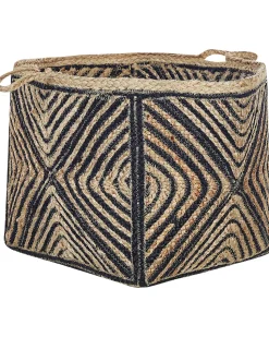 Cesto Em Juta Natural Creme E Preta Kolhapur