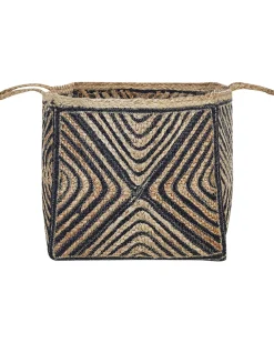 Cesto Em Juta Natural Creme E Preta Kolhapur