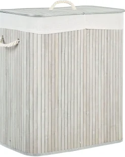 Cesto Em Madeira De Bambu Cinzenta 60 Cm Kandy