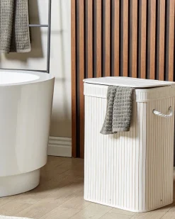 Cesto Em Madeira De Bambu Branca 60 Cm Kalutara