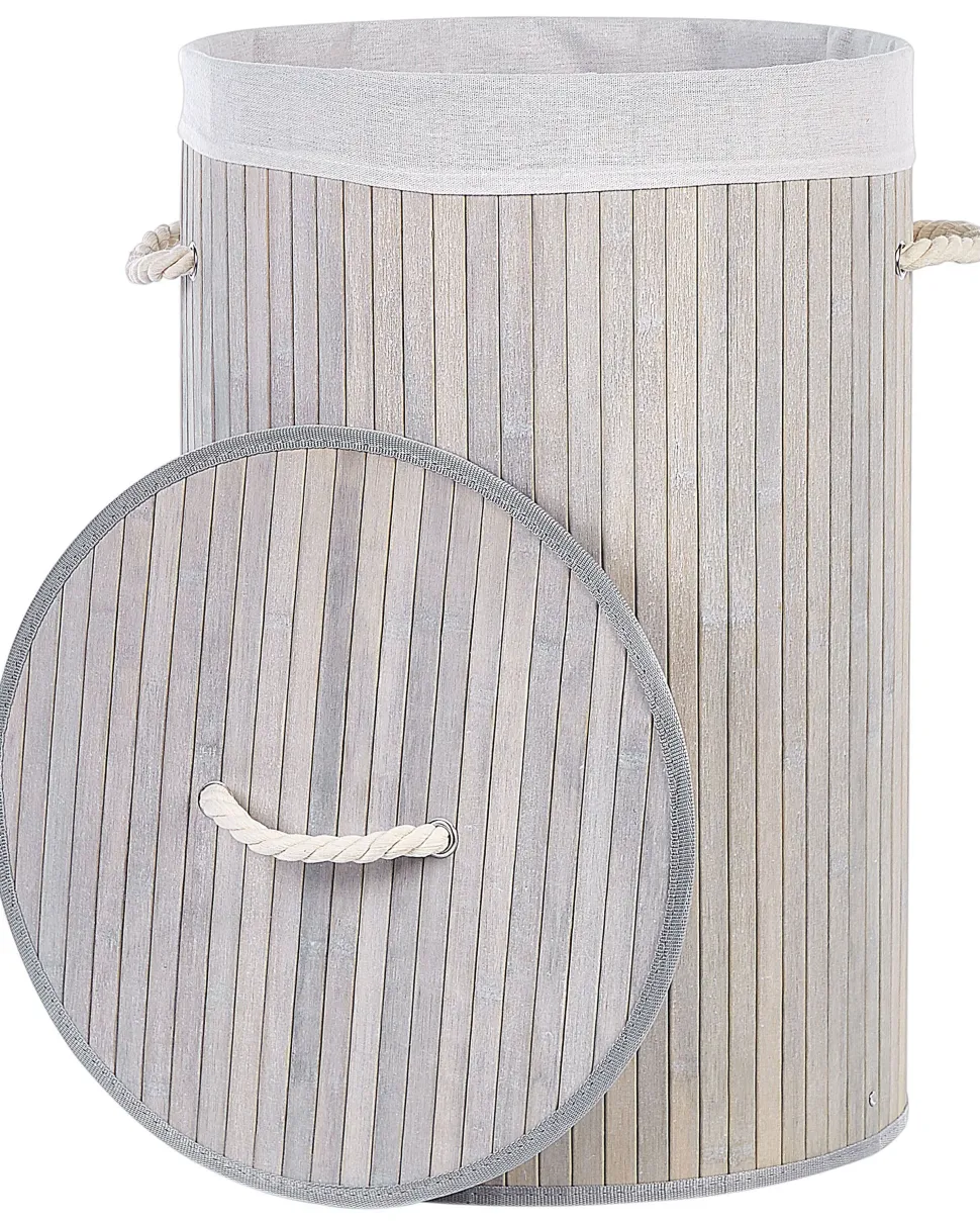 Cesto Em Madeira De Bambu Cinzenta 60 Cm Sannar
