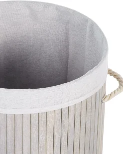Cesto Em Madeira De Bambu Cinzenta 60 Cm Sannar