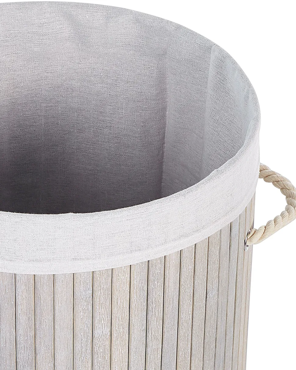 Cesto Em Madeira De Bambu Cinzenta 60 Cm Sannar