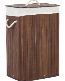 Cesto Em Madeira De Bambu Castanha Escura E Branca 60 Cm Komari