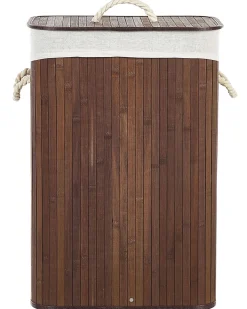 Cesto Em Madeira De Bambu Castanha Escura E Branca 60 Cm Komari