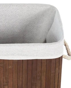 Cesto Em Madeira De Bambu Castanha Escura E Branca 60 Cm Komari