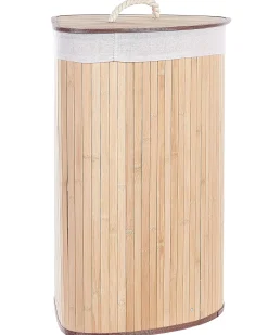 Cesto Em Madeira De Bambu Castanha Clara E Branca 60 Cm Matara