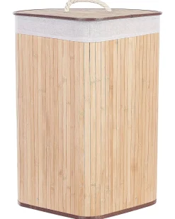 Cesto Em Madeira De Bambu Castanha Clara E Branca 60 Cm Matara