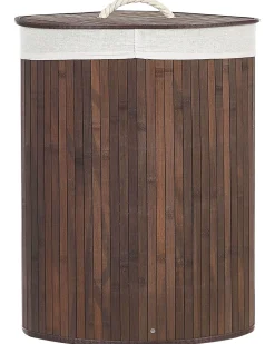 Cesto Em Madeira De Bambu Castanha Escura E Branca 60 Cm Matara