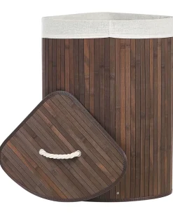 Cesto Em Madeira De Bambu Castanha Escura E Branca 60 Cm Matara