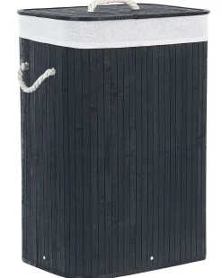 Cesto Em Madeira De Bambu Preta E Branca 60 Cm Komari