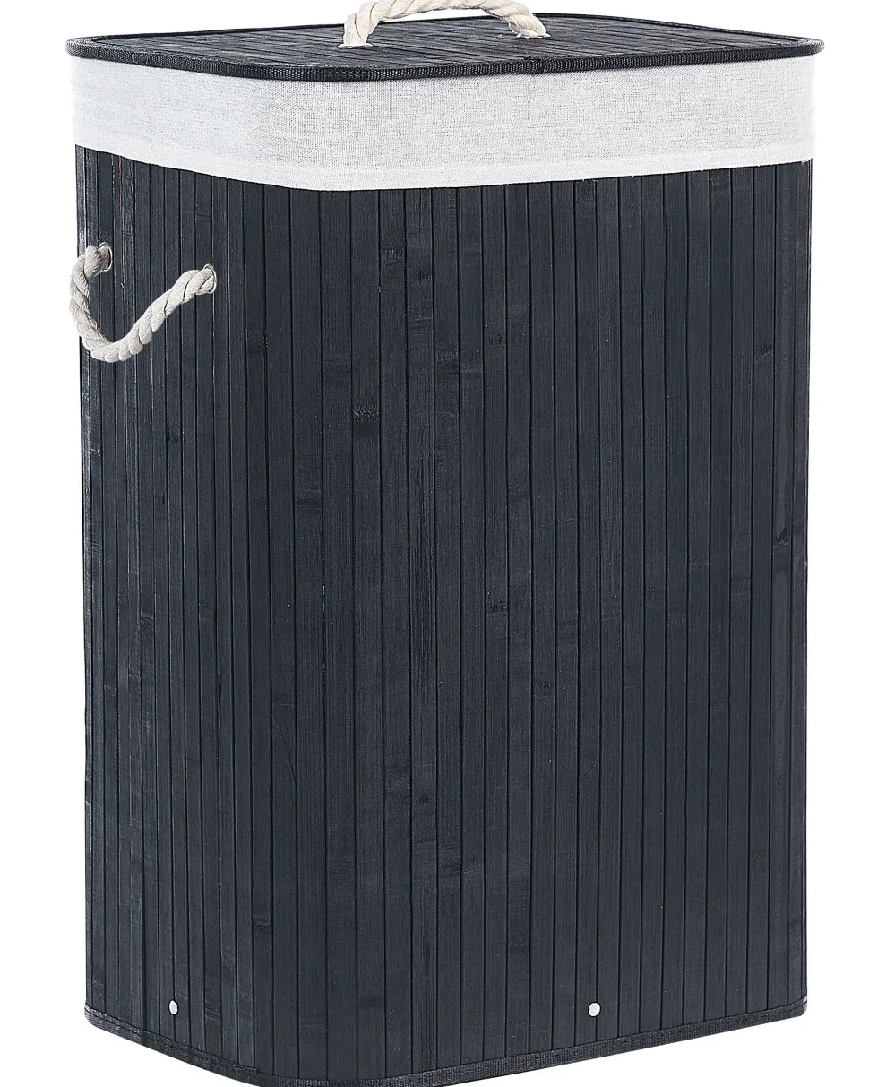 Cesto Em Madeira De Bambu Preta E Branca 60 Cm Komari