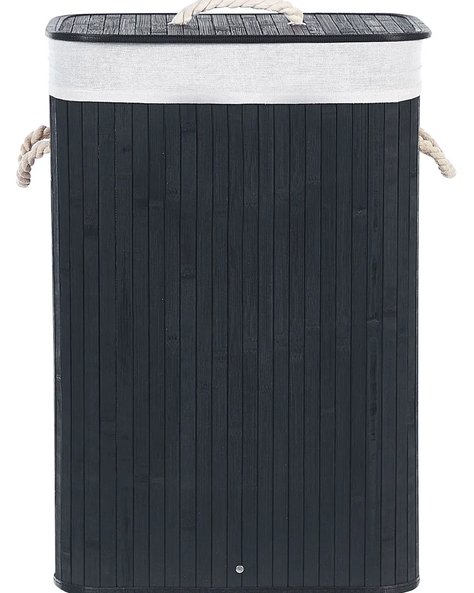 Cesto Em Madeira De Bambu Preta E Branca 60 Cm Komari