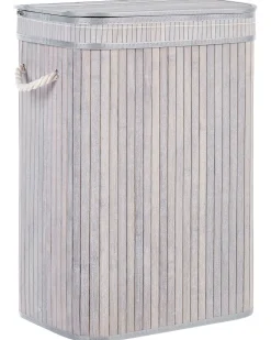 Cesto Em Madeira De Bambu Cinzenta 60 Cm Kalutara