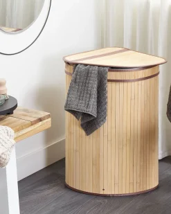 Cesto Em Madeira De Bambu Clara 60 Cm Badulla