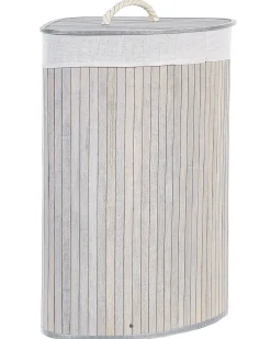 Cesto Em Madeira De Bambu Cinzenta Clara E Branca 60 Cm Matara