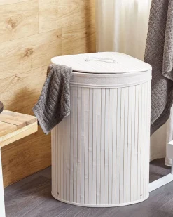 Cesto Em Madeira De Bambu Branca 60 Cm Matara