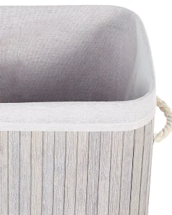 Cesto Em Madeira De Bambu Cinzenta Clara E Branca 60 Cm Komari