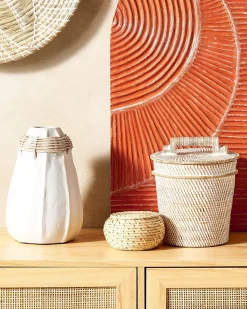 Cesto Em Rattan Branco 22 Cm Barumun