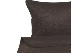 Colcha Com Relevo E Duas Almofadas Castanhas 220 X 240 Cm Rayen