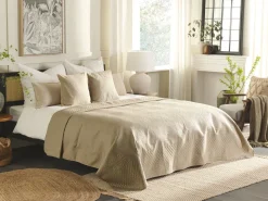 Colcha Com Relevo E Duas Almofadas Taupe 200 X 220 Cm Shush