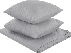 Colcha Com Relevo E Duas Almofadas Cinzentas 140 X 210 Cm Alamut