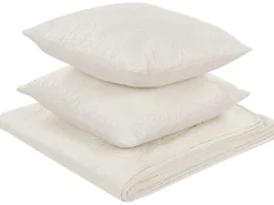 Colcha Com Relevo E Duas Almofadas Creme 160 X 220 Cm Rudkhan