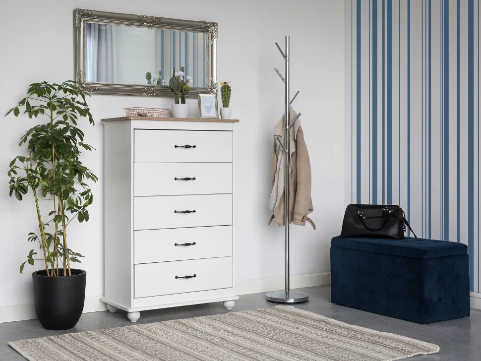 Comoda Com 5 Gavetas Branca Sharon