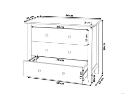 Comoda Com 3 Gavetas Branca Torrance