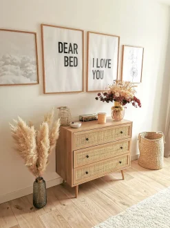 Comoda Com 3 Gavetas Castanho Claro Ponca