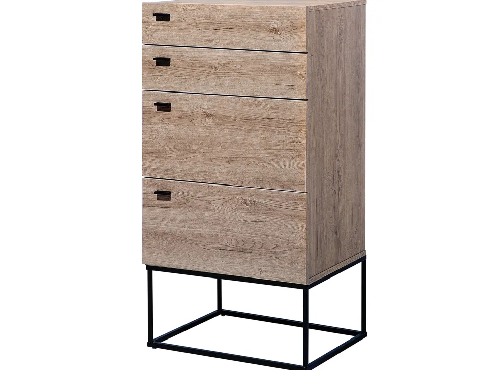 Comoda Com 4 Gavetas Cor De Madeira Clara Acra