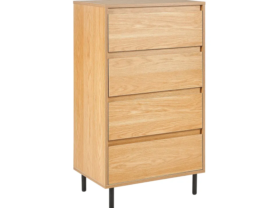 Comoda Com 4 Gavetas Cor De Madeira Clara Nikea