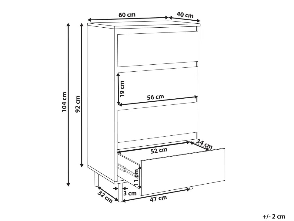 Comoda Com 4 Gavetas Cor De Madeira Clara Nikea