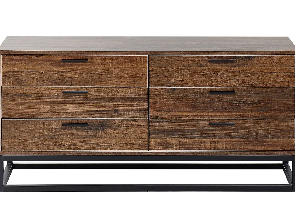 Comoda Com 6 Gavetas Cor De Madeira Escura Delta