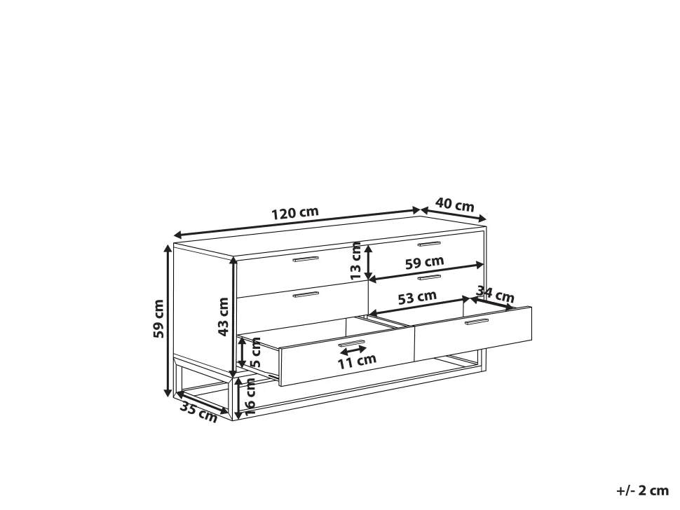 Comoda Com 6 Gavetas Cor De Madeira Escura Delta