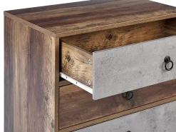 Comoda Com 3 Gavetas Cor De Madeira Escura E Cinzenta Batley