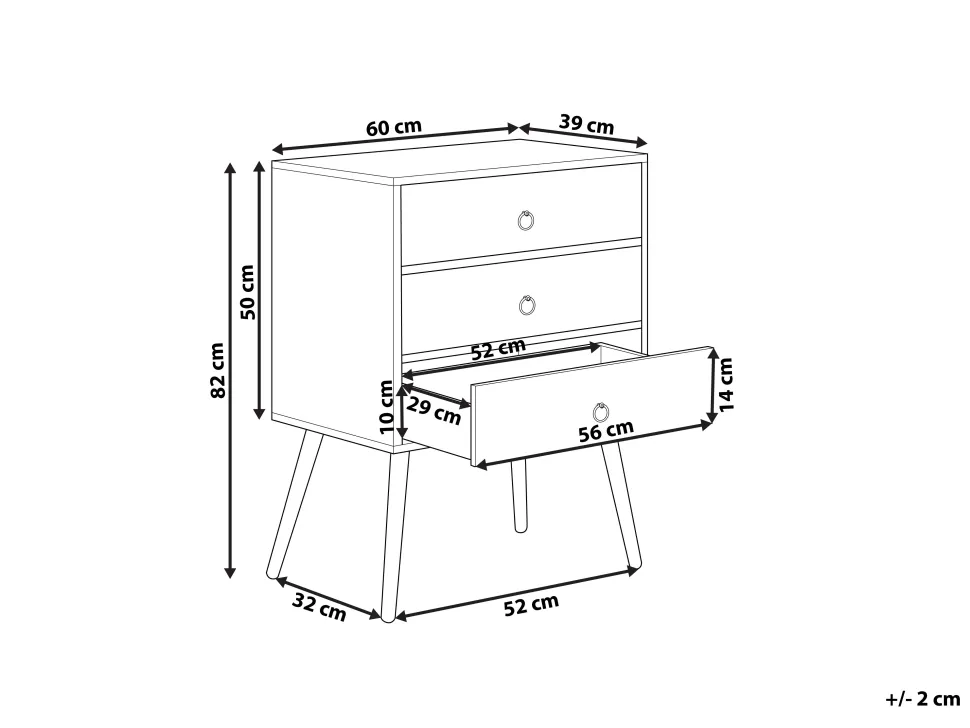 Comoda Com 3 Gavetas Cor De Madeira Escura E Cinzenta Batley