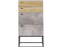 Comoda Com 4 Gavetas Em Efeito De Concreto E Cor De Madeira Clara Acra