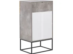 Comoda Com 4 Gavetas Em Efeito De Concreto E Cor De Madeira Clara Acra