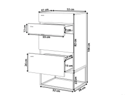 Comoda Com 4 Gavetas Em Efeito De Concreto E Cor De Madeira Clara Acra