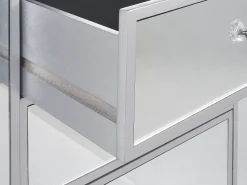 Comoda Com 3 Gavetas Em Efeito Espelhado Prateado Breves