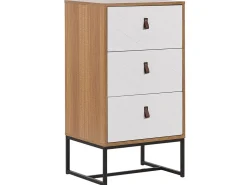 Comoda Com 3 Gavetas Em Madeira Clara E Branca Nueva