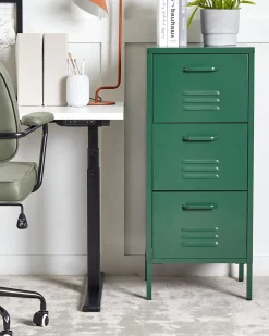 Comoda Com 3 Gavetas Em Metal Verde Escuro Wostok