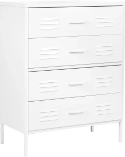 Comoda Com 4 Gavetas Em Metal Branco Enago