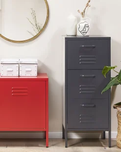 Comoda Com 3 Gavetas Em Metal Preto Wostok