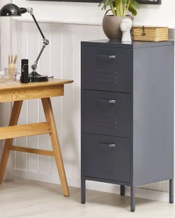 Comoda Com 3 Gavetas Em Metal Preto Wostok